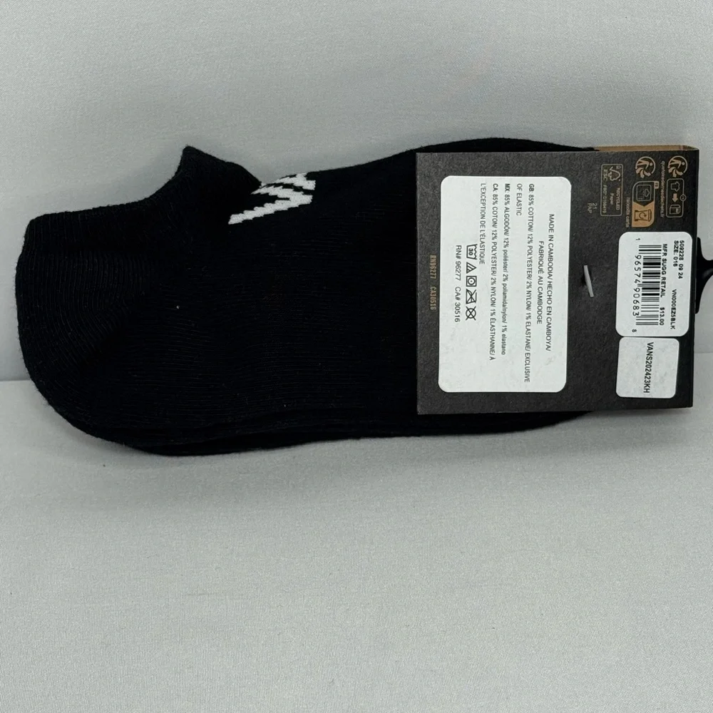 Vans Black No-Show Socks with White Logo - 3 pairs